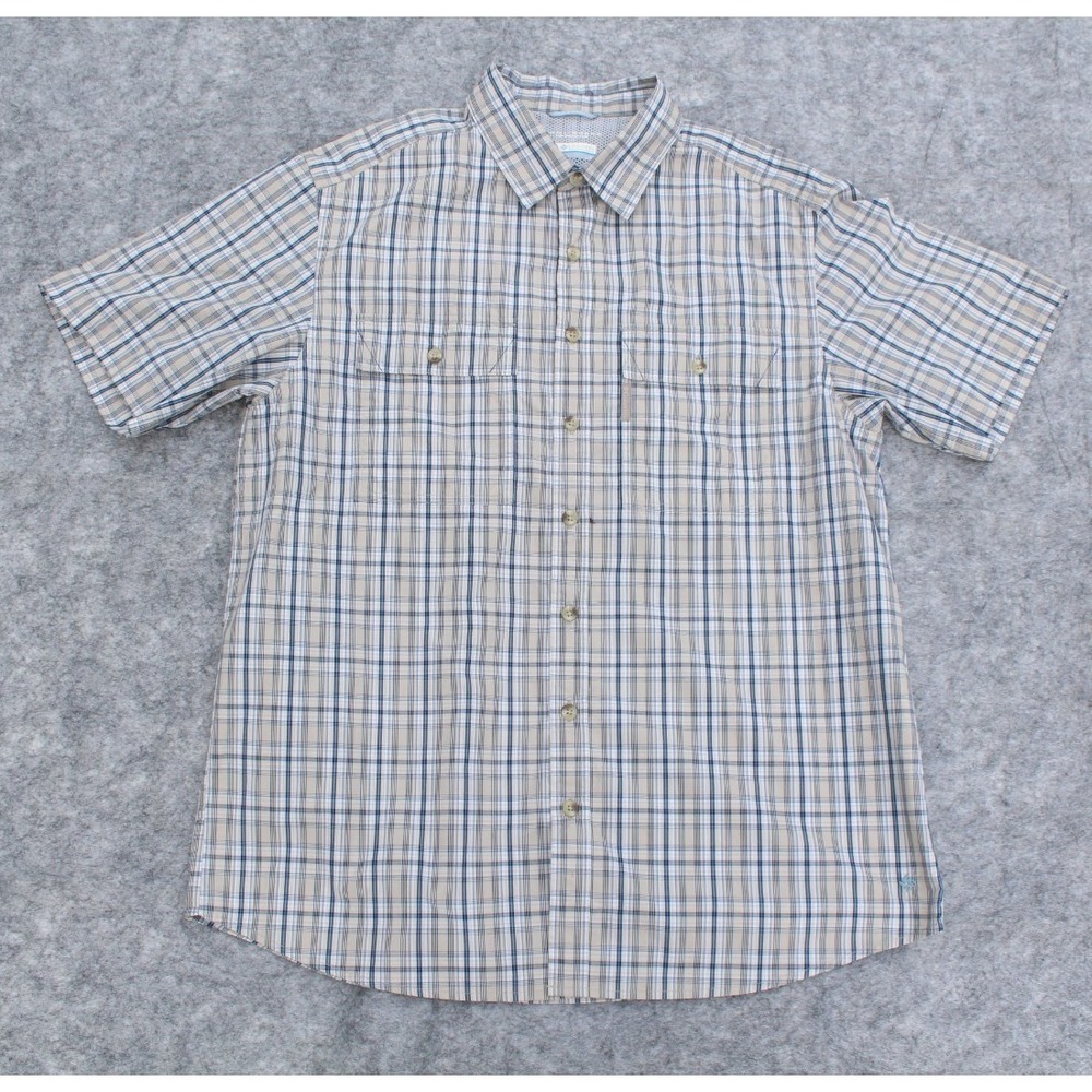 Columbia PFG Fishing Shirt Mens L Omni Shade Performance Vented Plaid